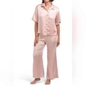 New Jason Wu pink satin textured stripe Pajama Set, sz L